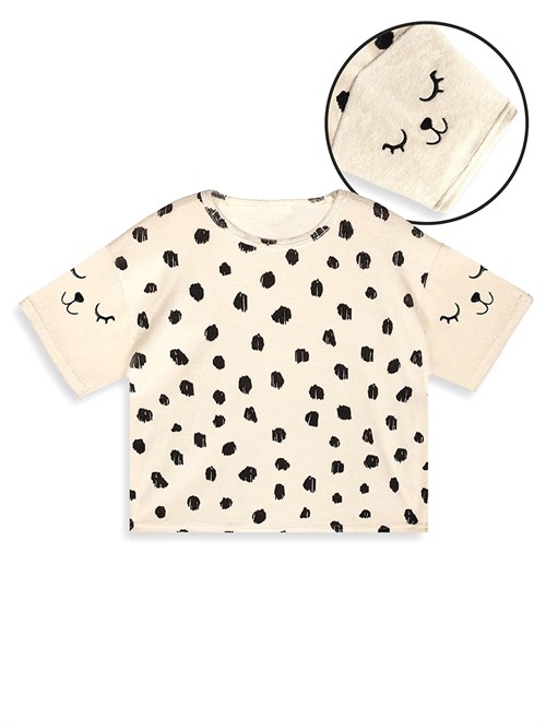 Denokids Kız Çocuk Leopar Havlu Kumaş Tişört Şort Takım CFF-26Y1-055