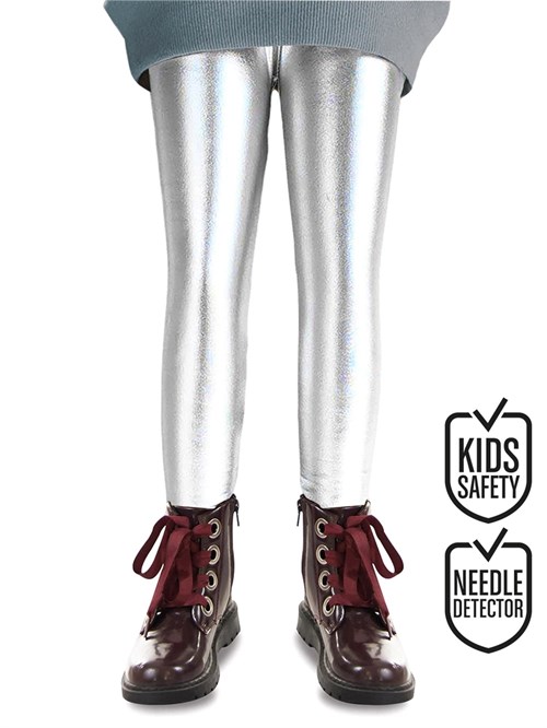 Denokids Kız Çocuk Parlak Uzun Tayt Metalik Gümüş CFF-24S1-161