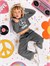 Denokids Kız Çocuk Peace Flower Crop Sweatshirt Eşofman Takımı Antrasit CFF-26S1-051