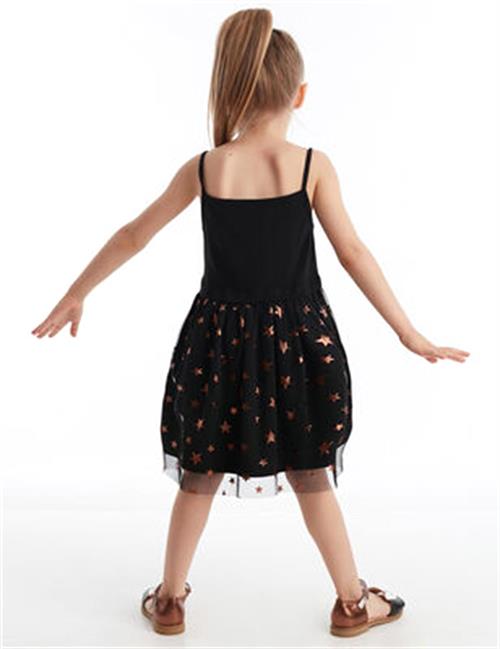 Denokids Kız Çocuk Siyah Bakır Yıldızlı Elbise CFF-20Y1-037