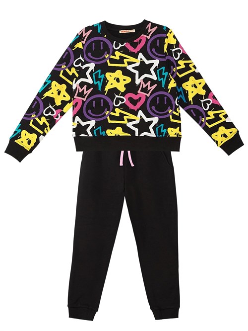 Denokids Kız Çocuk Street Style Eşofman Takımı Siyah MS-23S1-050