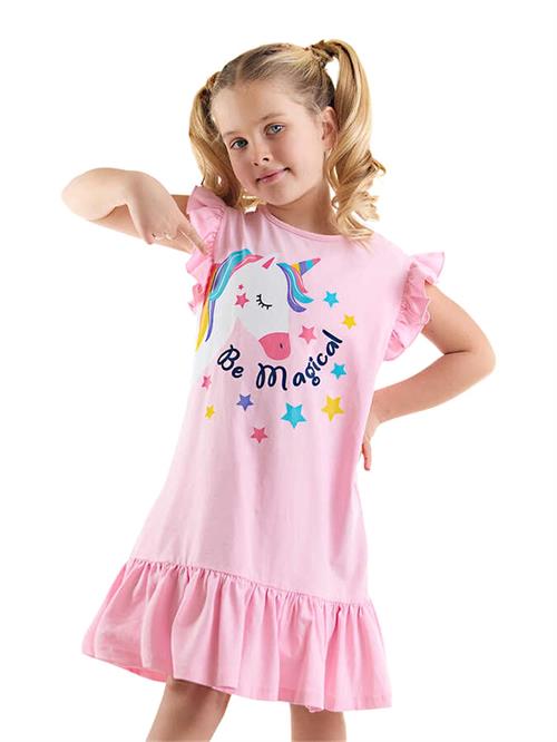 Denokids Kız Çocuk Unicorn Magic Elbise Pembe CFF-24Y1-079