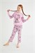 Denokids Kız Çocuk Uzun Kol Pamuklu Pijama Takımı Pembe DM09-ROZ-51