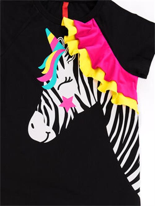 Denokids Kız Çocuk Zebracorn Siyah Tunik Takım Cff-21Y1-063