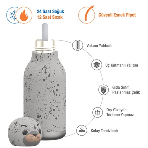 Globber Asobu Bestle Bottle Pipetli Çelik Suluk Seal SBV44-SEAL