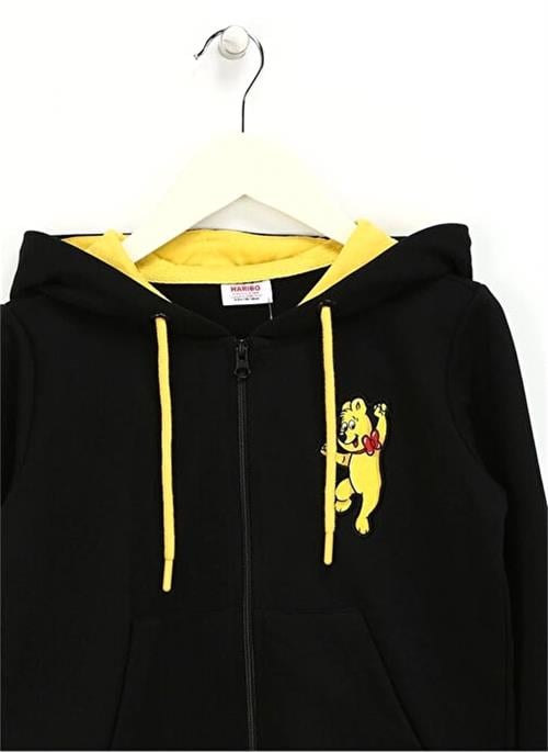 Haribo Erkek Çocuk Nakışlı Fermuarlı Sweatshirt Siyah HRBTXT319