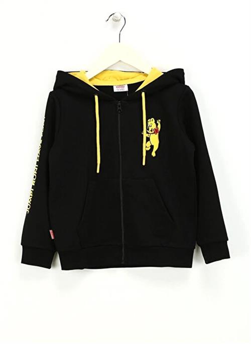 Haribo Erkek Çocuk Nakışlı Fermuarlı Sweatshirt Siyah HRBTXT319