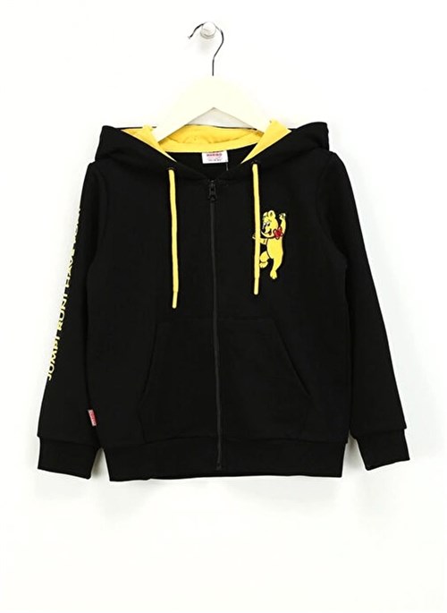 Haribo Erkek Çocuk Nakışlı Fermuarlı Sweatshirt Siyah HRBTXT319