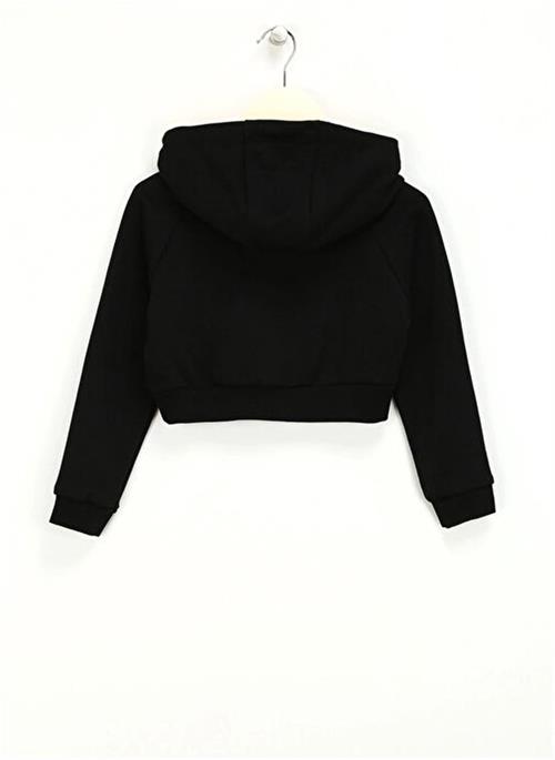 Haribo Kız Çocuk Kabartmalı Crop Sweatshirt Siyah HRBTXT311