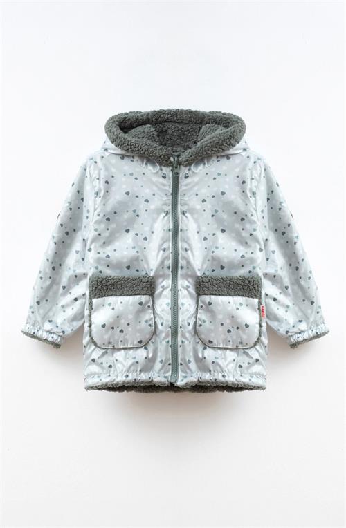 Haribo Kız Çocuk Kalpli Çift Taraflı Mont Mint Yeşil M204