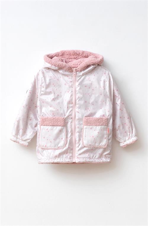 Haribo Kız Çocuk Kalpli Çift Taraflı Mont Pudra M204