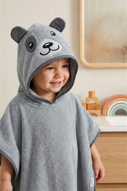 Kanz Bebek Bear Havlu Panço Gri KNZ-038