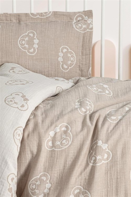Kanz Bebek Bear Müslin 3 Parça Nevresim Takımı Kahverengi KNZ-013