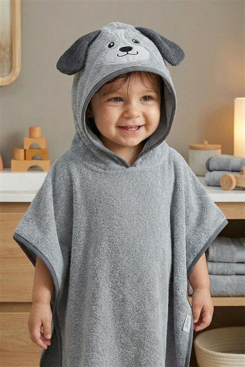 Kanz Bebek Dog Havlu Panço Gri KNZ-038