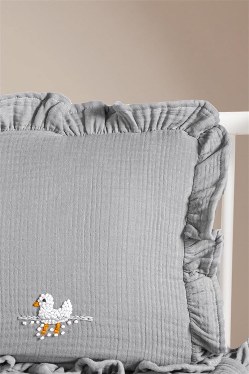 Kanz Bebek Ducky Fırfırlı Müslin 4 Parça Nevresim Takımı Gri KNZ-020