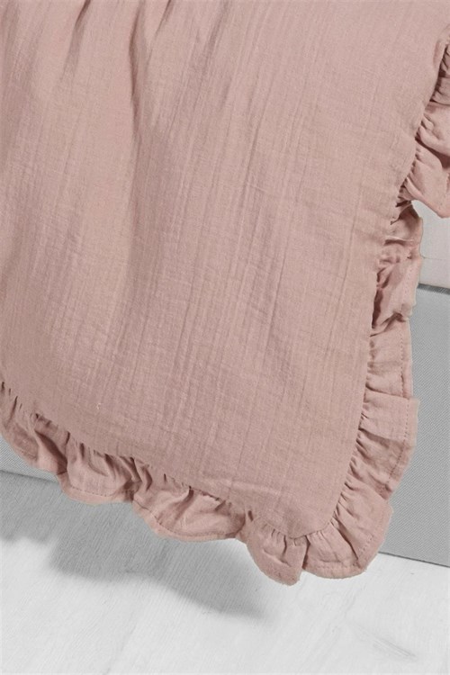 Kanz Bebek Fırfırlı Müslin 4 Parça Nevresim Takımı Pudra KNZ-023