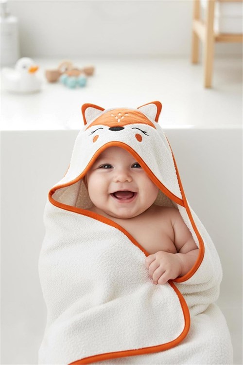 Kanz Bebek Fox Havlu Kundak 75*75  Kiremit KNZ-037