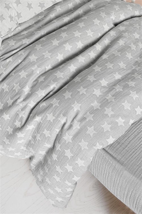 Kanz Bebek Star Müslin 3 Parça Nevresim Takımı Gri KNZ-013