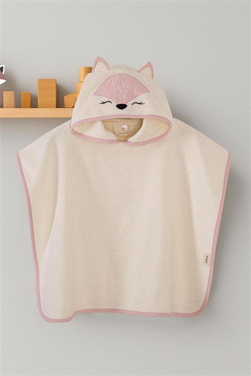 Kanz Kız Bebek Fox Havlu Panço Krem KNZ-038