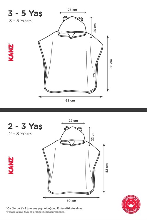 Kanz Kız Bebek Fox Havlu Panço Krem KNZ-038