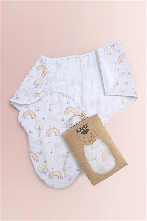 Kanz Kız Bebek Rainbow Müslin Kundak KNZ-014