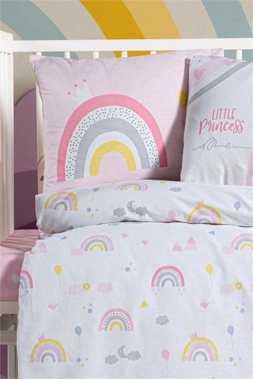 Kanz Kız Bebek Rainbow Pamuklu 4 Parça Nevresim Takımı KNZ-001