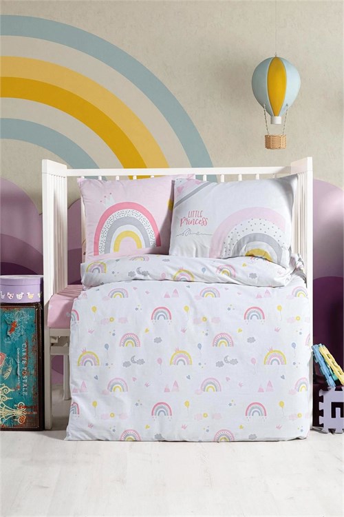Kanz Kız Bebek Rainbow Pamuklu 4 Parça Nevresim Takımı KNZ-001