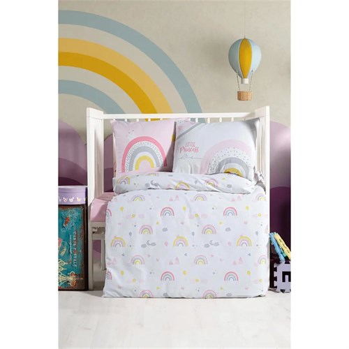 Kanz Kız Bebek Rainbow Park Yatak Pamuklu 4 Parça Nevresim Takımı 80*110  KNZ-002