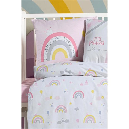 Kanz Kız Bebek Rainbow Park Yatak Pamuklu 4 Parça Nevresim Takımı 80*110  KNZ-002