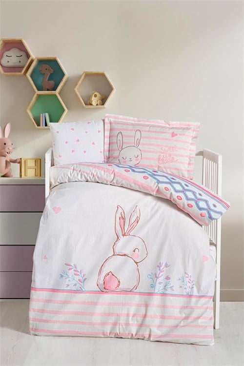 Kanz Kız Bebek Sweet Bunny Pamuklu 4 Parça Nevresim Takımı KNZ-001