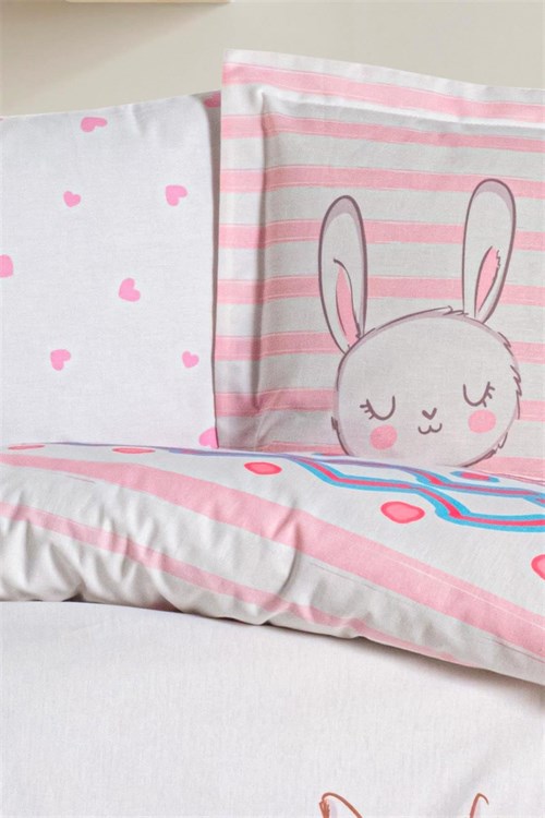 Kanz Kız Bebek Sweet Bunny Pamuklu 4 Parça Nevresim Takımı KNZ-001
