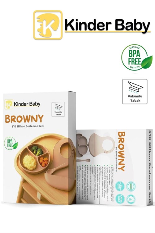 Kinder Baby Browny Silikon 3lü Beslenme Seti BPA Free