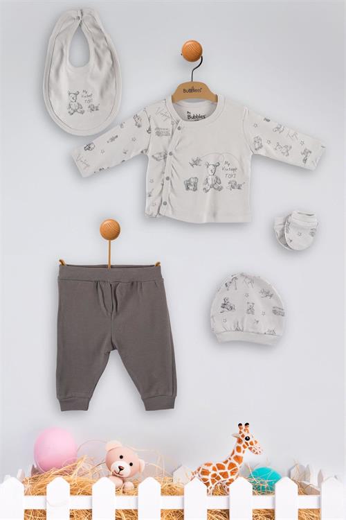 Kinder Baby Bubbless Erkek Bebek Toys 5li Hastane Çıkış Seti Gri 3059