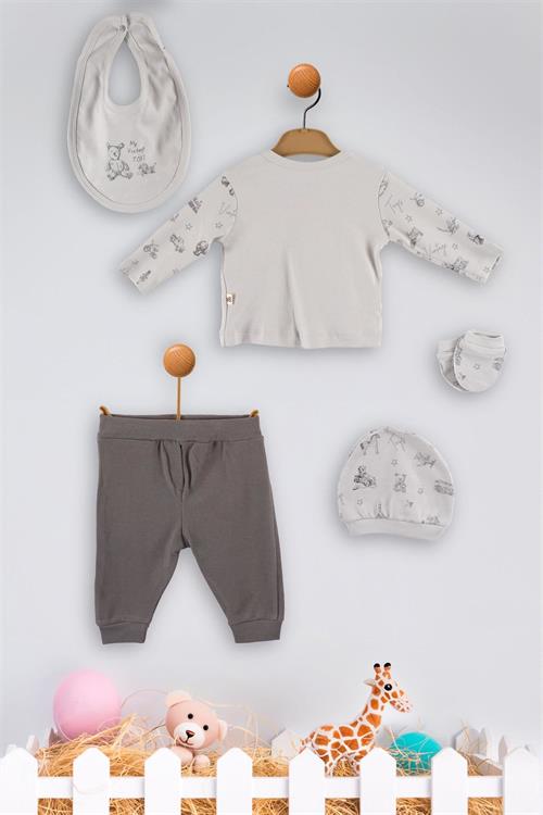 Kinder Baby Bubbless Erkek Bebek Toys 5li Hastane Çıkış Seti Gri 3059