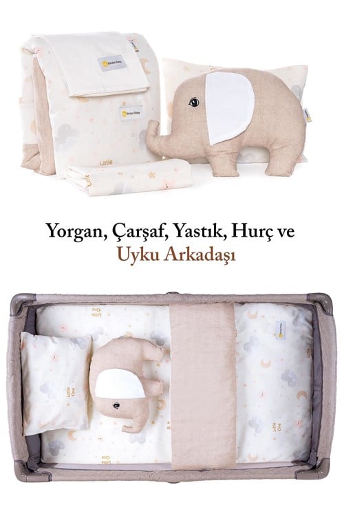 Kinder Baby Little One 5li Oyun Parkı Uyku Seti Bej