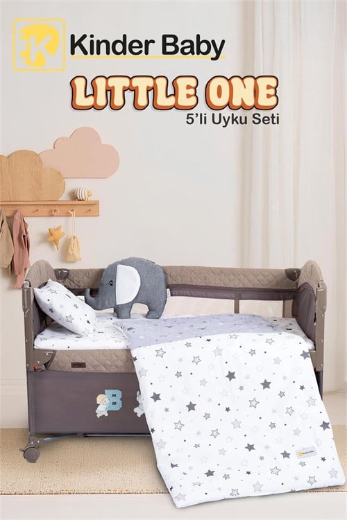 Kinder Baby Little One 5li Oyun Parkı Uyku Seti Gri Yıldız 