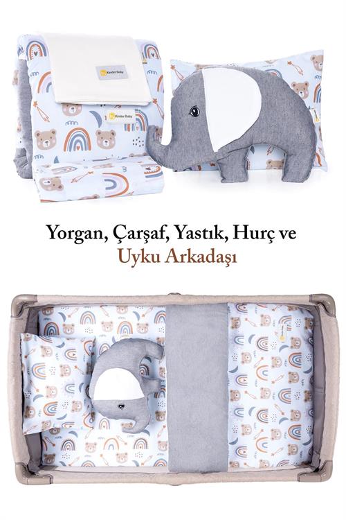 Kinder Baby Little One 5li Oyun Parkı Uyku Seti Mavi Ayıcık