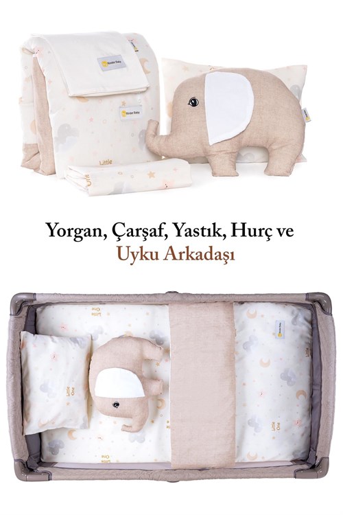 Kinder Baby Little One 5li Oyun Parkı Uyku Seti Bej