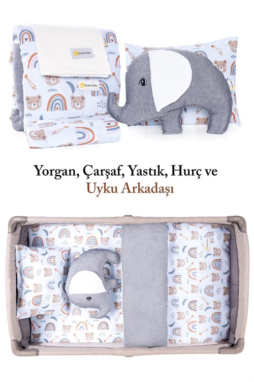 Kinder Baby Little One 5li Oyun Parkı Uyku Seti Mavi Ayıcık