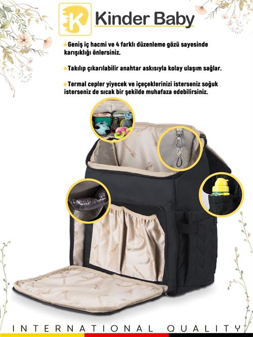 Kinder Baby Merlin Anne Bebek Bakım Çantası Siyah