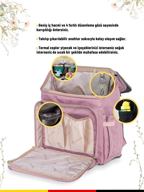 Kinder Baby Merlin Anne Bebek Bakım Çantası Gül Kurusu