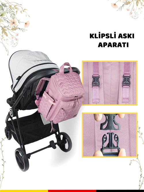 Kinder Baby Merlin Anne Bebek Bakım Çantası Gül Kurusu
