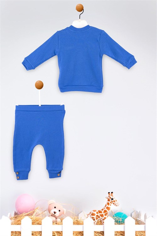 Kinder Baby Miniş Bebe Fitilli Pamuklu Bebek Takımı Lacivert 1093