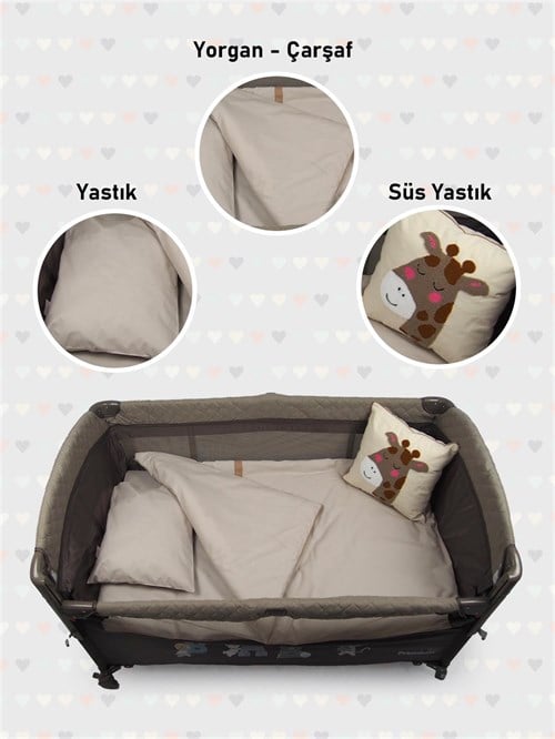 Kinder Baby Oyun Parkı Uyku Seti Zürafa Kahverengi 1012