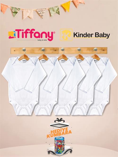 Kinder Baby Tiffany Zarf Yaka Uzun Kol Pamuk 5li Atlet Zıbın Çıtçıtlı Bebek Body