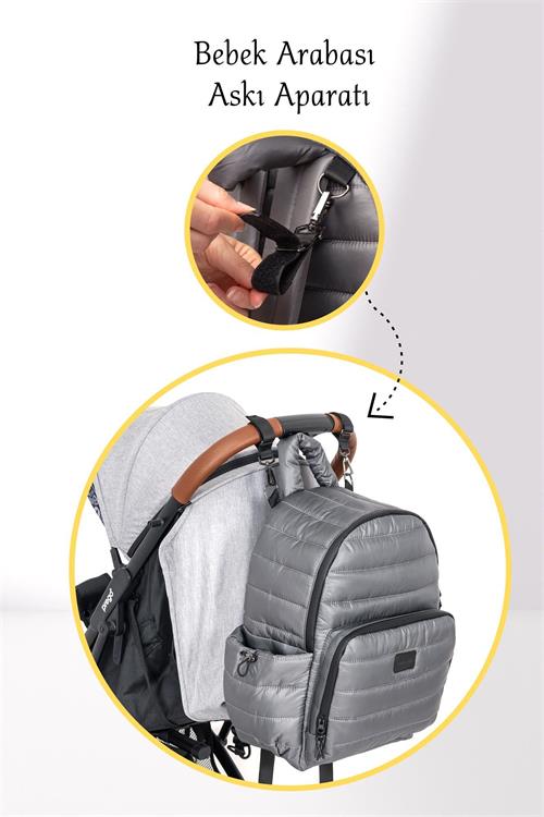 Kinder Baby Viaggio Termal Biberon Çantalı ve Alt Açma Pedli Antrasit Bebek Bakım Çantası