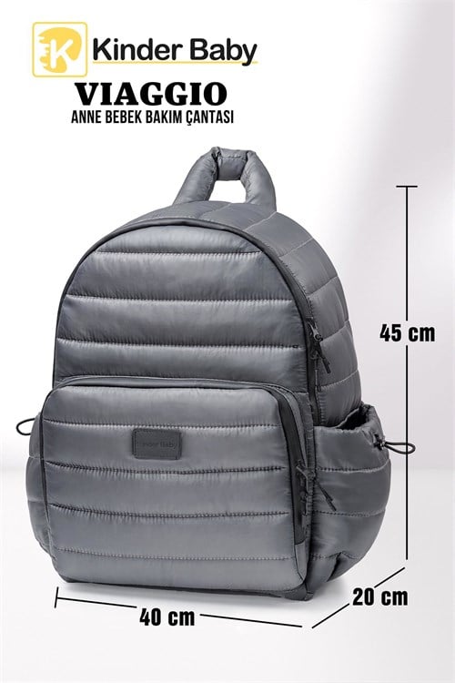 Kinder Baby Viaggio Termal Biberon Çantalı ve Alt Açma Pedli Antrasit Bebek Bakım Çantası