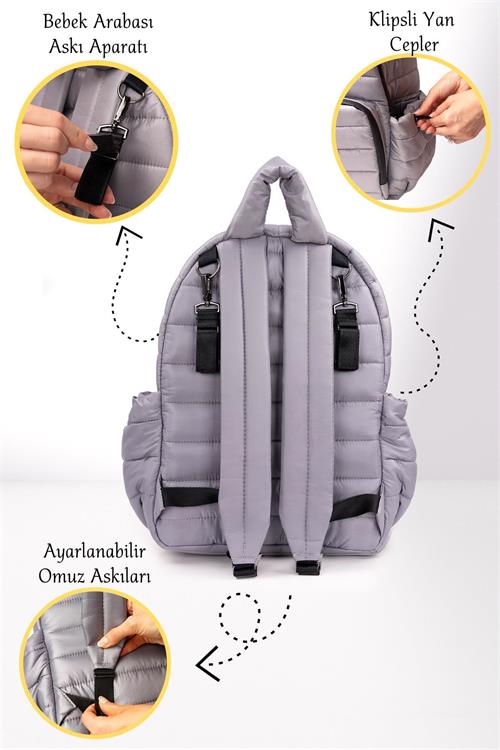 Kinder Baby Viaggio Termal Biberon Çantalı ve Alt Açma Pedli Açık Gri Bebek Bakım Çantası