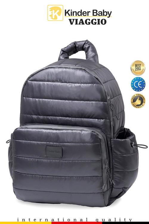 Kinder Baby Viaggio Termal  Biberon Çantalı ve Alt Açma Pedli Siyah Bebek Bakım Çantası