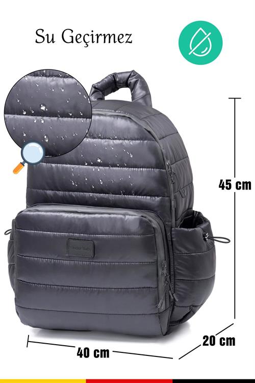 Kinder Baby Viaggio Termal  Biberon Çantalı ve Alt Açma Pedli Siyah Bebek Bakım Çantası